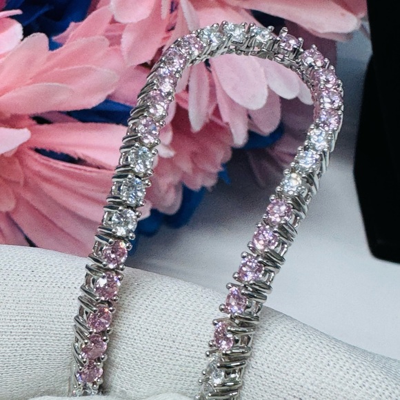 🍬$750 COTTON CANDY ITALIAN 925S TENNIS NECKLACE - Picture 9 of 13